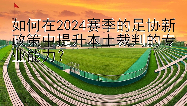 如何在2024赛季的足协新政策中提升本土裁判的专业能力？